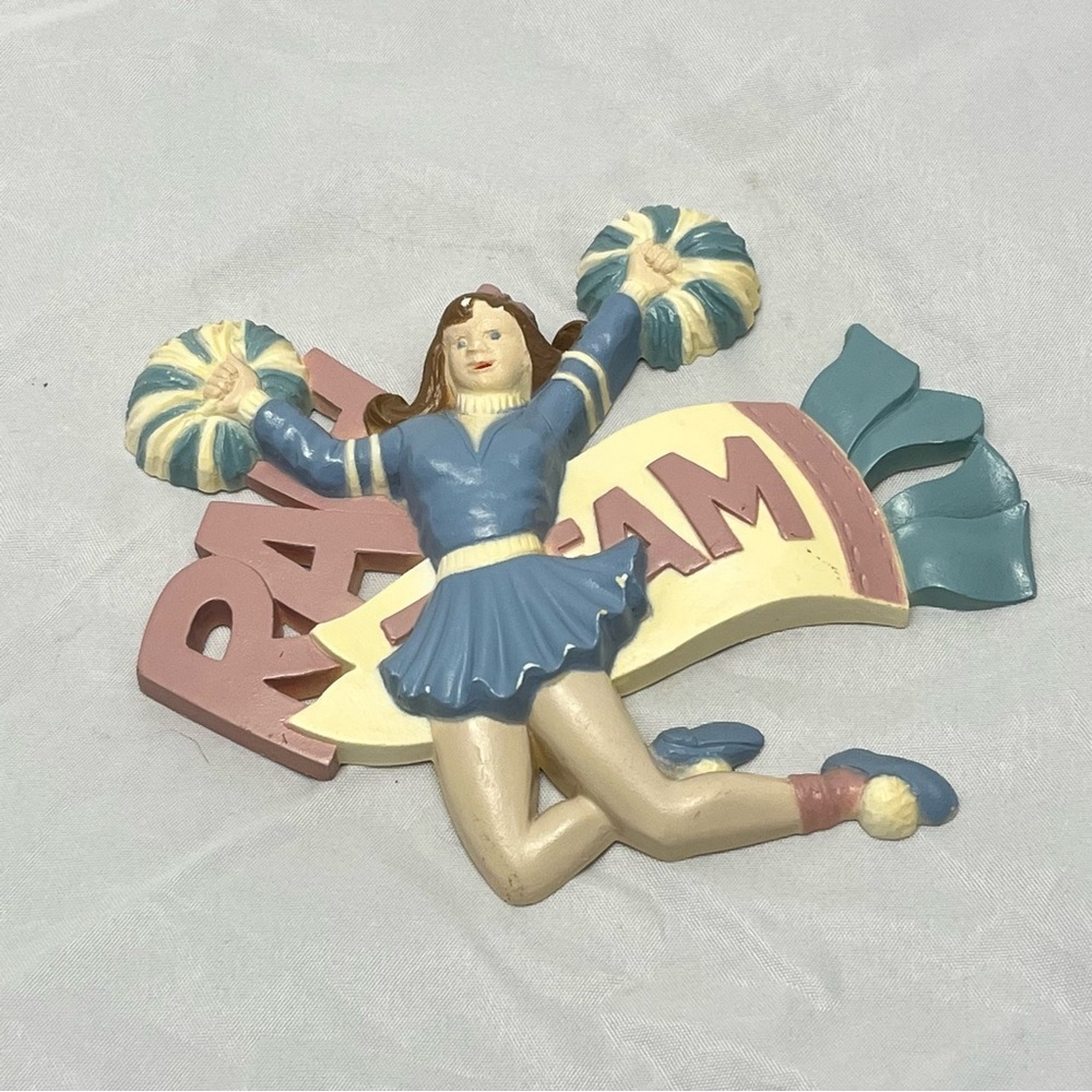 Vintage Burwood Products Cheerleader Wall Hanging Made in USA 1993